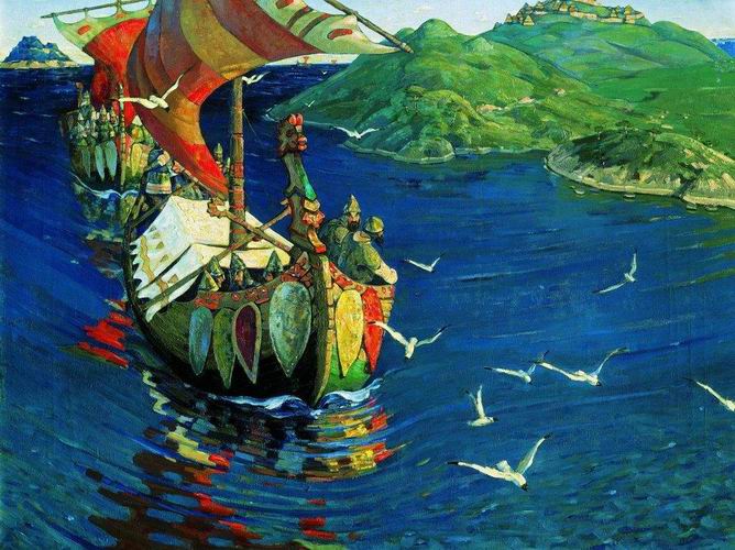 Сочинение по картине Рериха «Заморские гости. Николай Рерих, «Заморские гости Работа над картиной рериха заморские гости