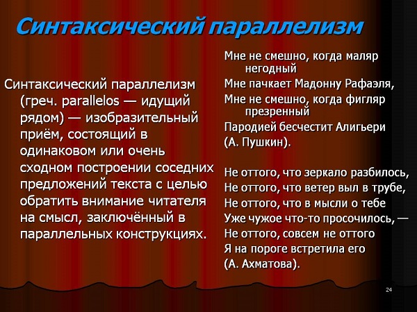 Значение слова параллелизм. Параллелизм в литературе: развитие и формы Что такое параллелизм